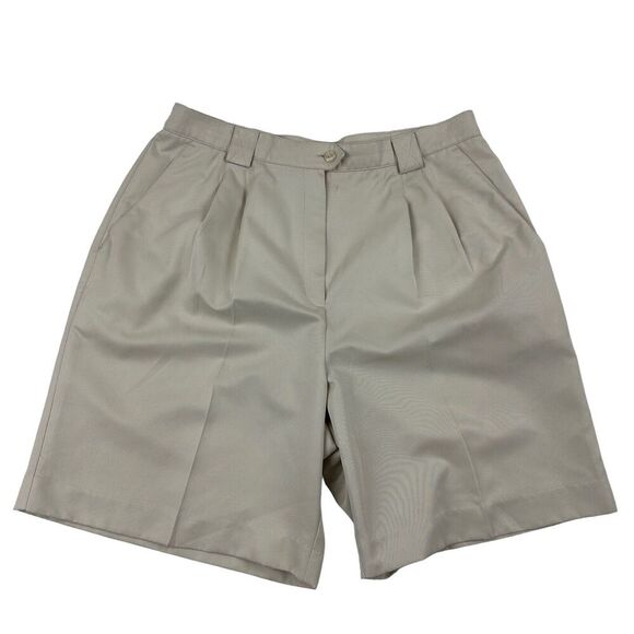 VTG Tail Beige High Waist Pleated Golf Shorts Women’s Size 16 100% Polyester - Picture 1 of 9